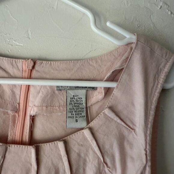 Two Star Dog Pink Linen Blend Dress Size S Embroidered Hem Sleeveless 36” - Picture 4 of 8